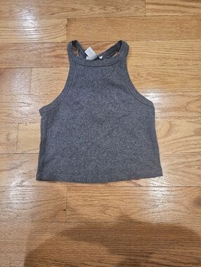 Forever 21 Charcoal Gray Racerback Cropped Tank